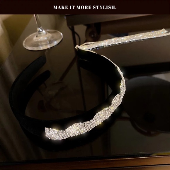 Long tassel asymmetry rhinestone headband - Picture 5 of 6